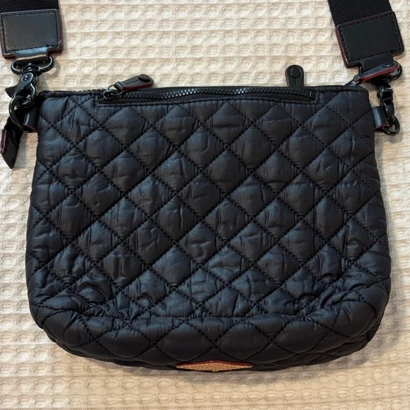 MZ Wallace Black Quilted Nylon Crossbody Bag with Wide Strap - Picture 5 of 9